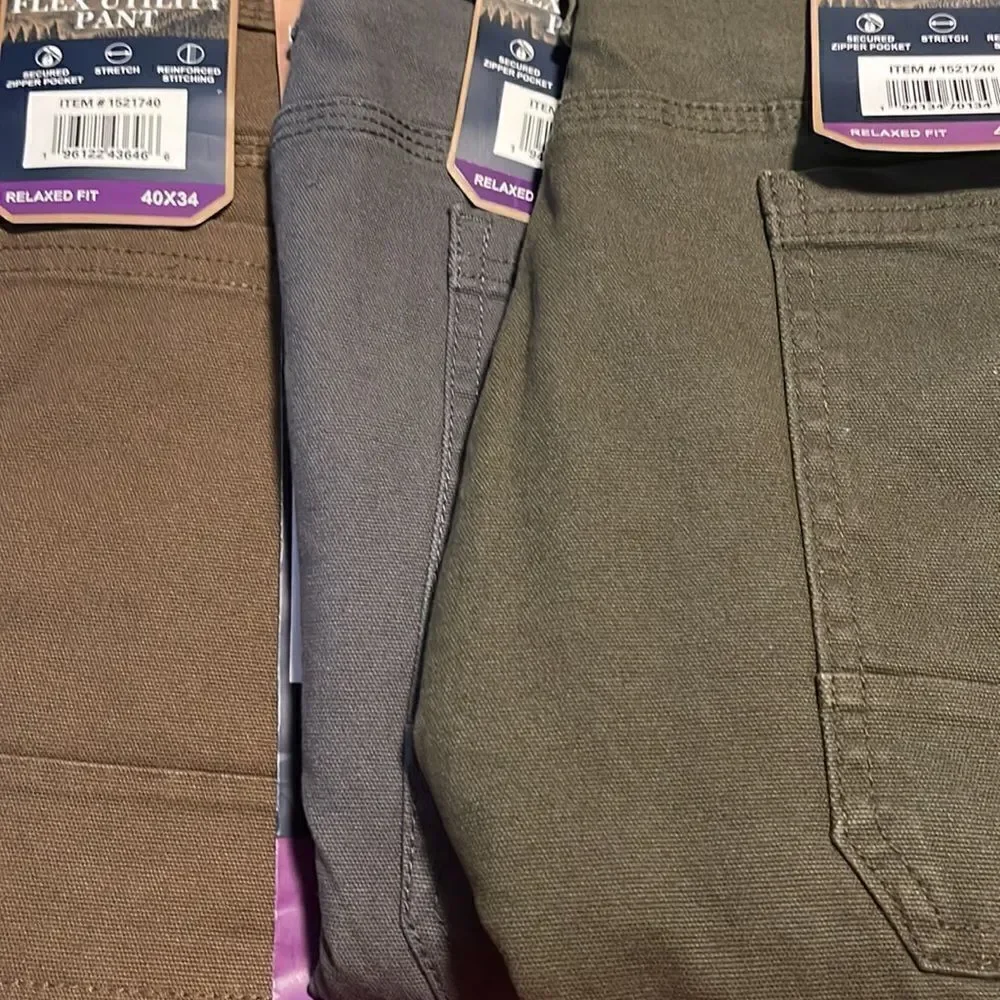 Weatherproof Vintage Men’s Flex Utility Pant Bundle Green Brown Gray #18